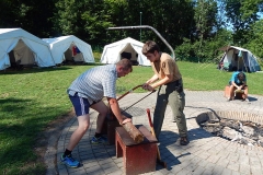 Das Holz wird geschnitten